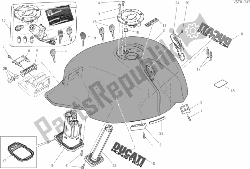 Wszystkie części do Zbiornik Paliwa Ducati Monster 821 Thailand 2020